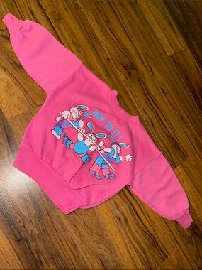 3X 80s vintage Kids Pink Bunny Graphic Sweatshirt - Hop To It